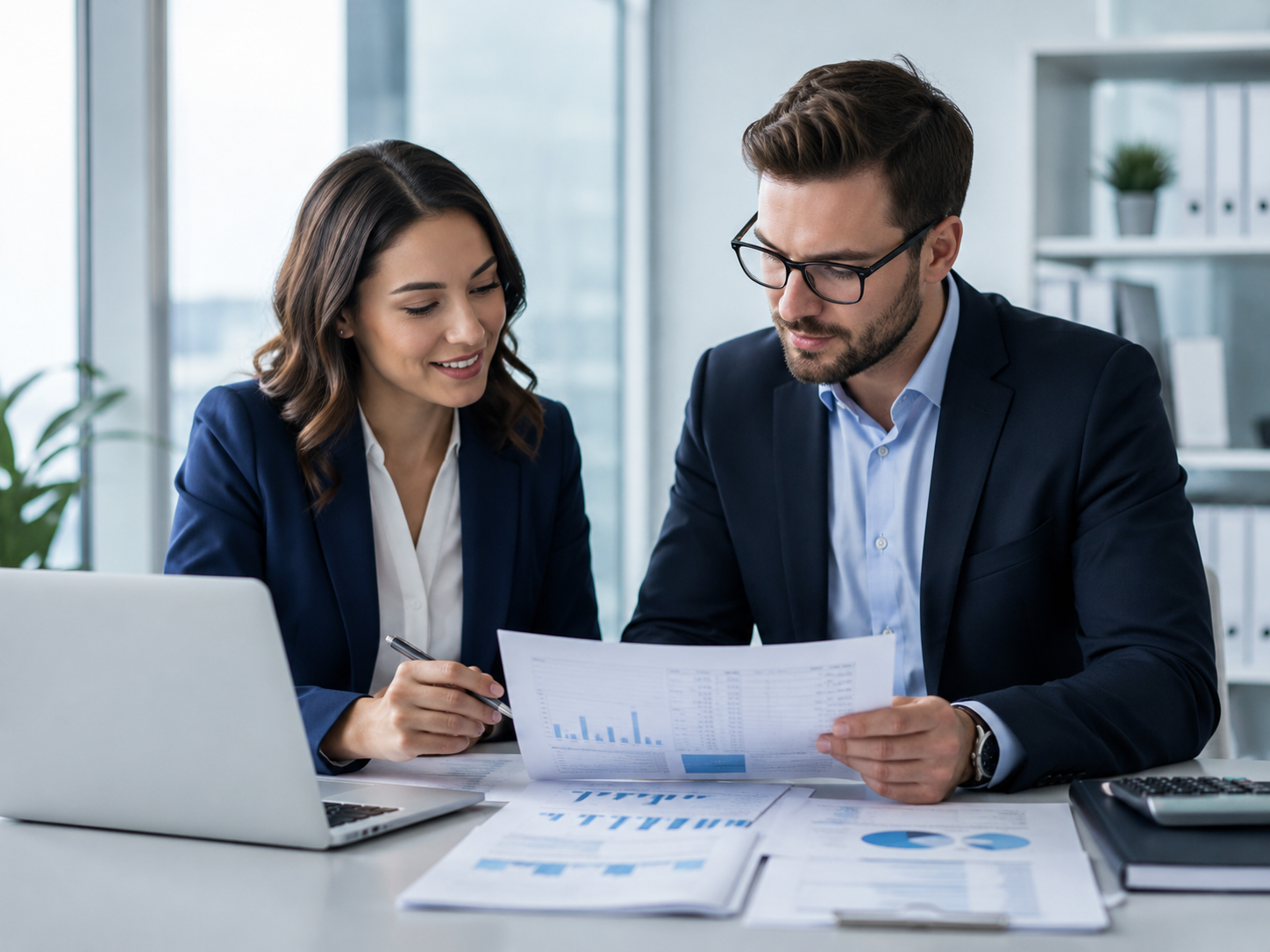 Two People Working at Desk